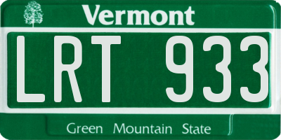 VT license plate LRT933