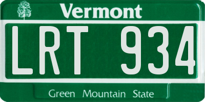 VT license plate LRT934