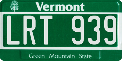 VT license plate LRT939