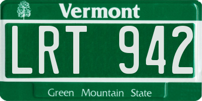 VT license plate LRT942
