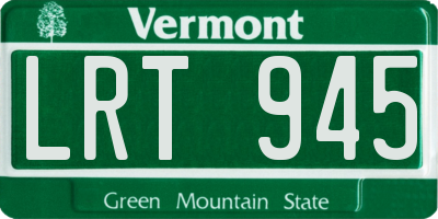 VT license plate LRT945