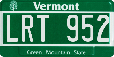 VT license plate LRT952