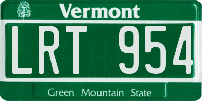 VT license plate LRT954