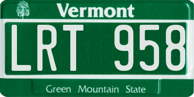 VT license plate LRT958