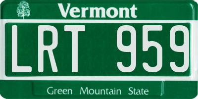 VT license plate LRT959