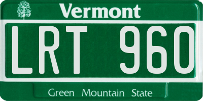 VT license plate LRT960
