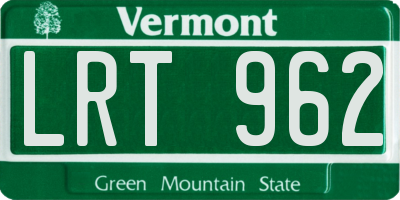 VT license plate LRT962