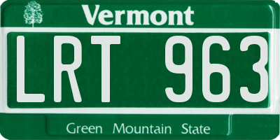 VT license plate LRT963