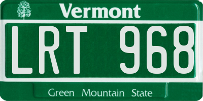 VT license plate LRT968
