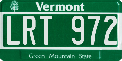 VT license plate LRT972