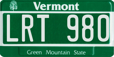 VT license plate LRT980
