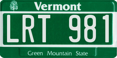 VT license plate LRT981