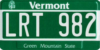 VT license plate LRT982