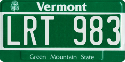 VT license plate LRT983