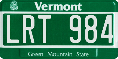 VT license plate LRT984
