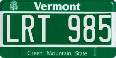 VT license plate LRT985