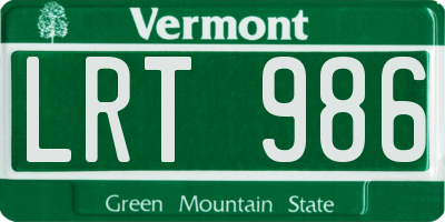 VT license plate LRT986
