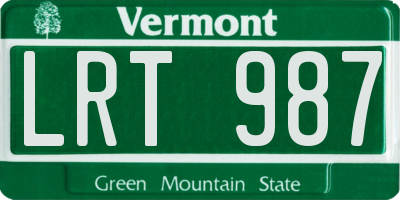 VT license plate LRT987