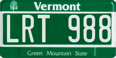 VT license plate LRT988