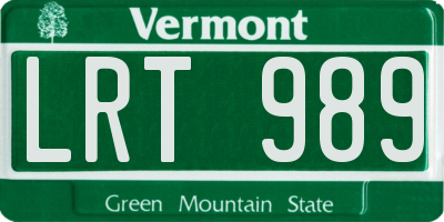 VT license plate LRT989