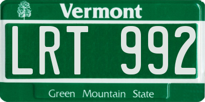 VT license plate LRT992