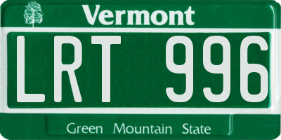 VT license plate LRT996