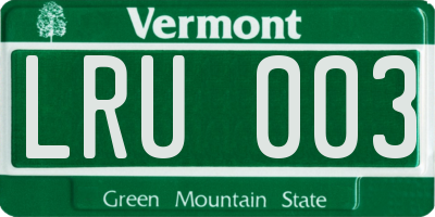 VT license plate LRU003