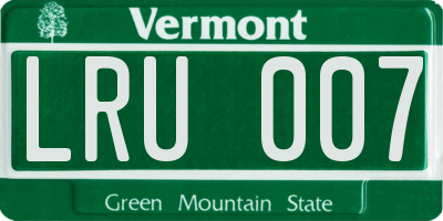 VT license plate LRU007