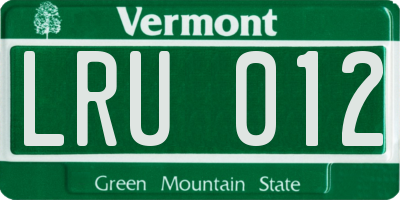 VT license plate LRU012