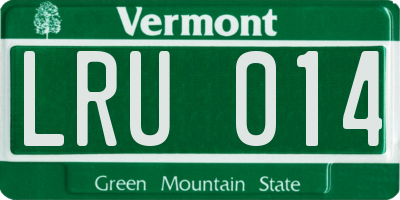 VT license plate LRU014