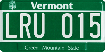 VT license plate LRU015