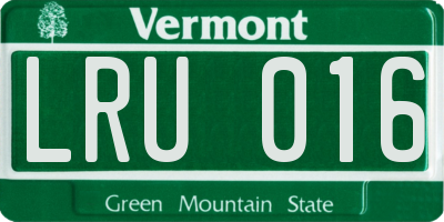 VT license plate LRU016