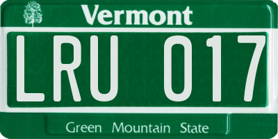 VT license plate LRU017