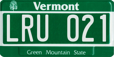 VT license plate LRU021
