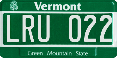 VT license plate LRU022