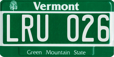 VT license plate LRU026