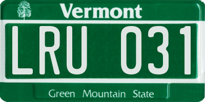 VT license plate LRU031