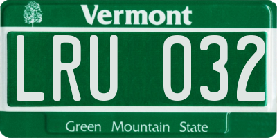 VT license plate LRU032