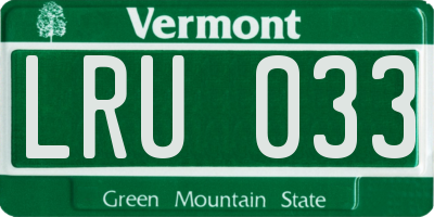 VT license plate LRU033