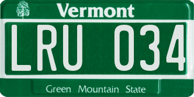 VT license plate LRU034