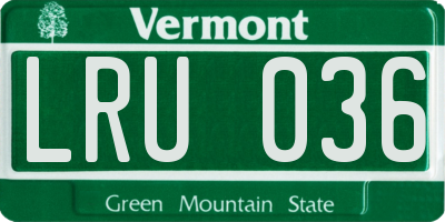 VT license plate LRU036