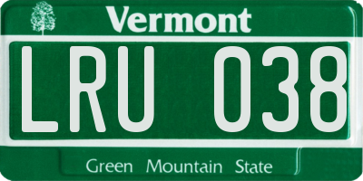 VT license plate LRU038