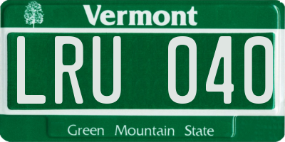 VT license plate LRU040
