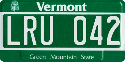 VT license plate LRU042