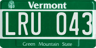 VT license plate LRU043