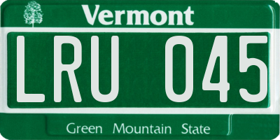VT license plate LRU045