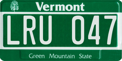 VT license plate LRU047