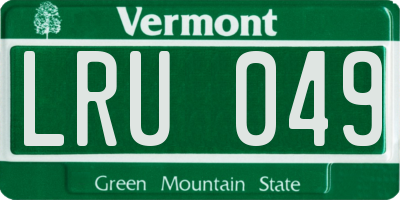 VT license plate LRU049