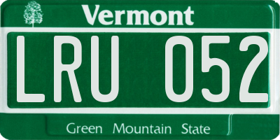 VT license plate LRU052