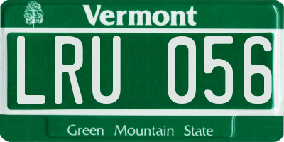 VT license plate LRU056